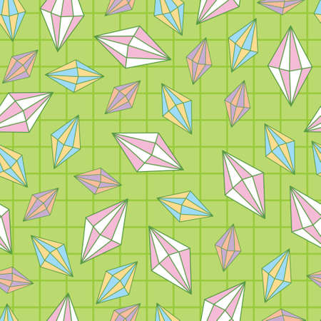 Green pastel diamond jewel repeated seamless pattern.のイラスト素材