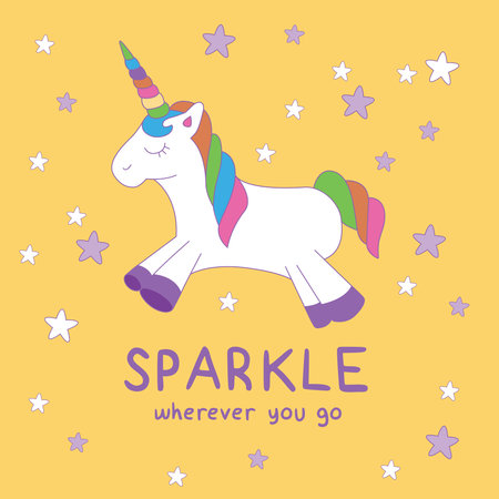 Sparkle wherever you go unicorn poster.のイラスト素材