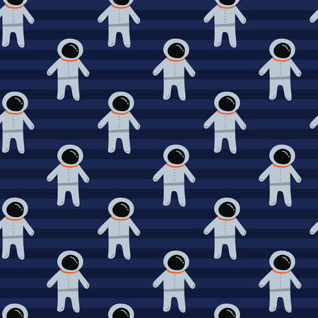 Astronaut pattern. A playful, modern, and flexible pattern for brand who has cute and fun style. Repeated pattern. Happy, bright, and magical mood.のイラスト素材