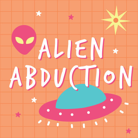 Alien abduction print poster. A playful, modern, and flexible print for brand who has cute and fun...