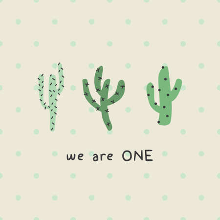 We are one cute cactus print poster. A playful, modern, and flexible print for brand who has cute and fun style. Happy, bright, and magical mood.のイラスト素材