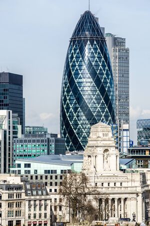 The Gherkin, cityscape of London, view from Tower Bridgeのeditorial素材