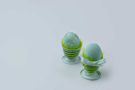 Easter decoration, two turquoise eggsの写真素材