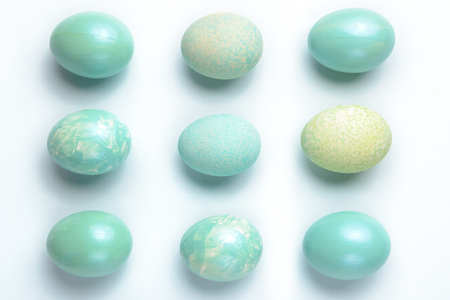 Easter decoration, nine turquoise eggsの写真素材