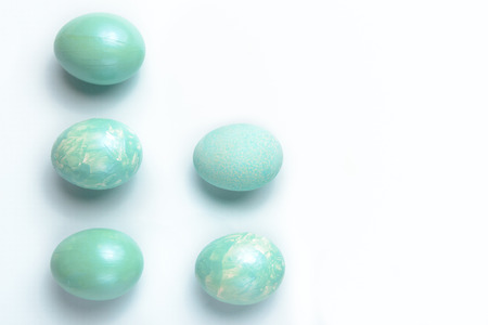 Easter decoration, five turquoise eggsの写真素材