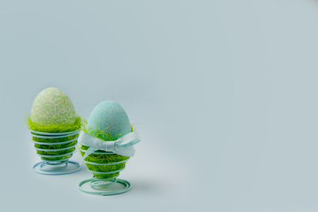 Easter decoration, two turquoise eggsの写真素材