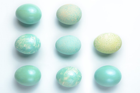 Easter decoration, eight turquoise eggsの写真素材