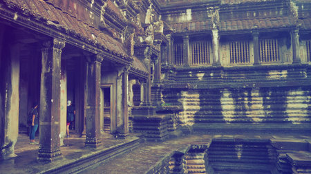 Cambodia Siem Reapï¼July 24, 2016: Ancient architecture and natural scenery in Angkor Wat Cambodia. Photo taken in the Angkor Thom area. (Royal palace, Ta Prom, Bayon, Phnom Bakheng)のeditorial素材