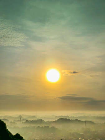A beautiful sunrise from suryanata hillの写真素材