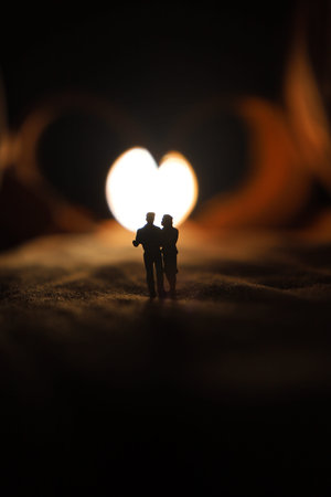 Silhouette of couple in loveの写真素材