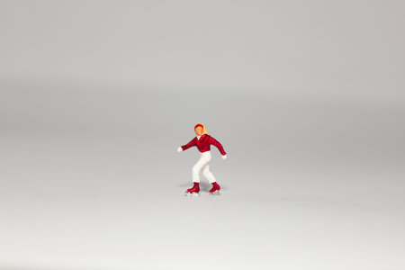 female skiing, isolated on white backgroundの写真素材