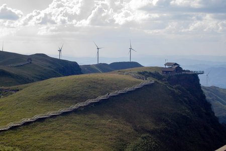 Wind turbines on the top of the mountain, Chiang Mai, Thailand