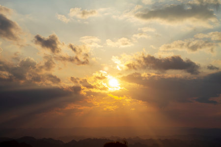 Sunset and cloud at Phu Chi Fa, Chiang Rai, Thailand
