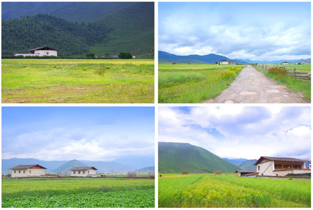 Suburban scenery Shangri-Laのeditorial素材