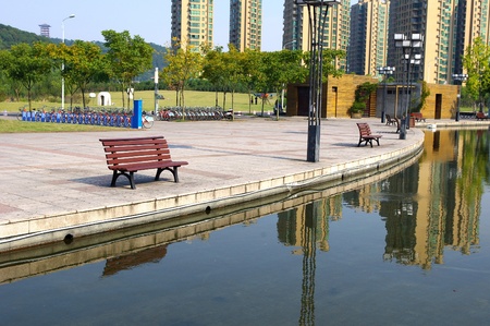 Park construction and chairsのeditorial素材