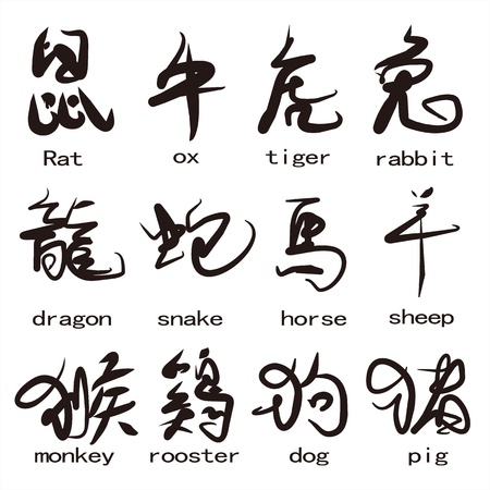 Chinese Zodiac charactersのイラスト素材