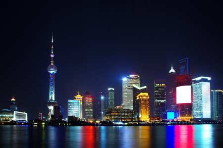 China Shanghai skyline night 2012 