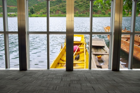 Lakes outside the windowの写真素材