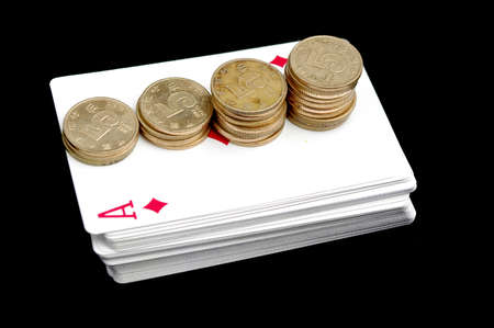 Poker and money coinsの写真素材