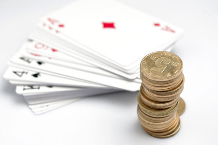 Poker and money coins