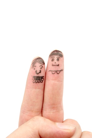 Finger paint couplesの写真素材