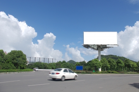 In the summer blue sky highways and billboardsの写真素材
