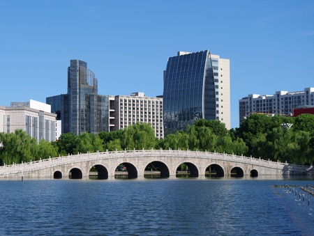 Park arch bridge constructionの写真素材