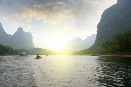 China Guilin landscape raftの写真素材