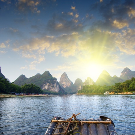 China Guilin landscape raftの写真素材
