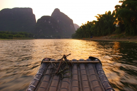 China Guilin landscape raftの写真素材