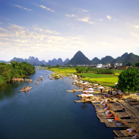 China Guilin landscape raftの写真素材