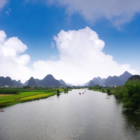 China Guilin landscape raftの写真素材