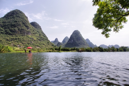 China Guilin landscape raftの写真素材