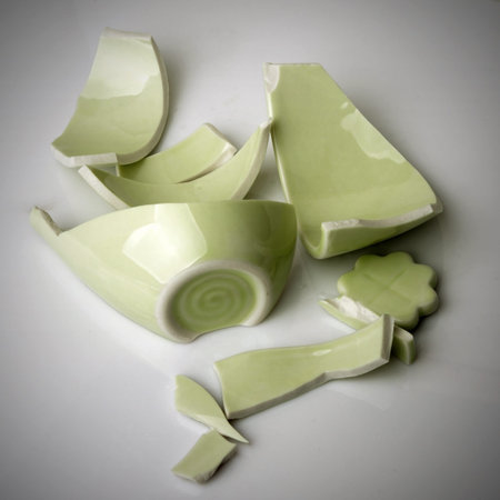 Broken ceramic piecesの写真素材