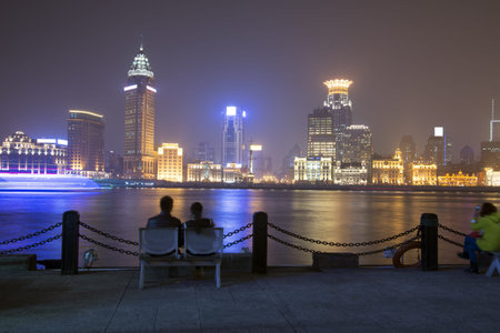 Beautiful Shanghai Pudong skyline at dusk