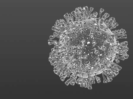 COVID-19.Coronavirus 2020-nCov novel coronavirus concept responsible for asian flu outbreak and pandemic. Microscope virus close up. 3d rendering.の写真素材