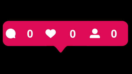 Comments, Likes, Follower. Like Icon Social Media. ed like button with increasing counting of numbers on white background. Animation. Abstract animation of social media reaction buttonsの写真素材