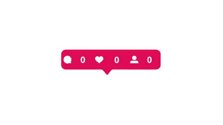 ed like button with increasing counting of numbers on white background. Animation. Abstract animation of social media reaction buttonsの写真素材