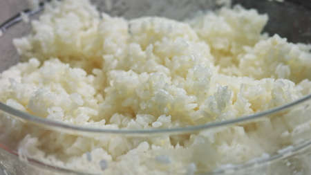 Japanese rice grain rotate and close-up.Traditional Turkish dish. Turkish style rice. Slow motion.の写真素材