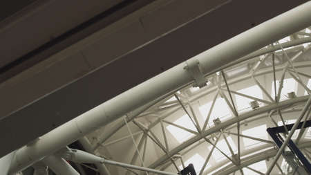 Modern architecture detail glass ceiling in the office building roof company architecture modern corporate department building business window interior industrial construction structureの写真素材