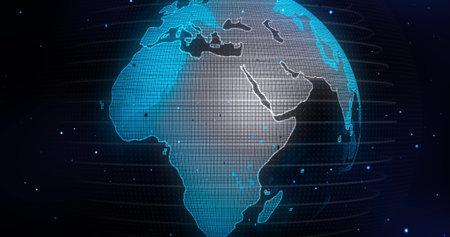 Global Communication Concept, The Earth Rotating With Node The Blue Marble. Earth Rotating Animation...