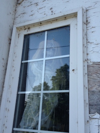 A doll to ward trespassers away in an abandoned warehouseの素材