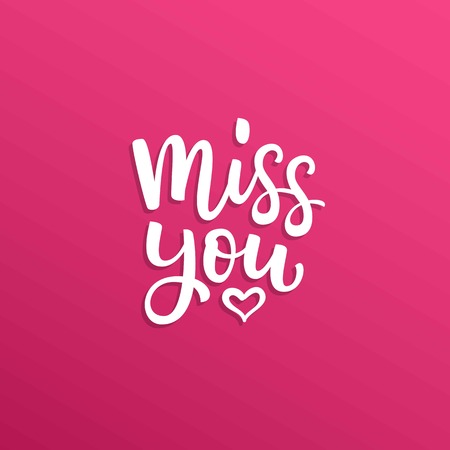 Hand drawn vector lettering Miss you and heart on light pink background for Valentine's Dayのイラスト素材