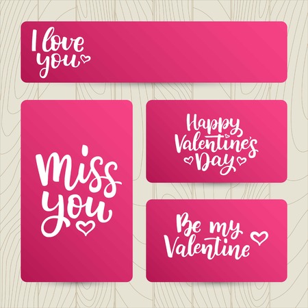 Banner set for Valentine's Day with hand drawn vector lettering. のイラスト素材