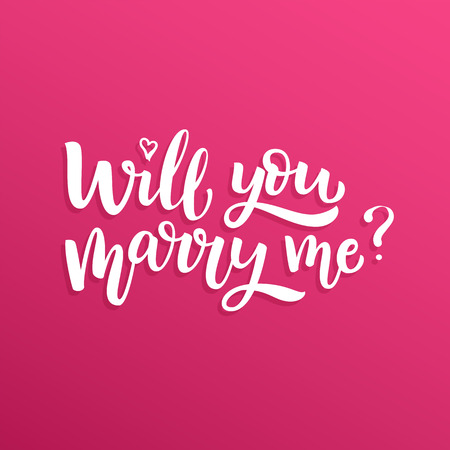 Hand drawn vector brush lettering Will You Marry Me? Isolated quote on pink gradient background.のイラスト素材