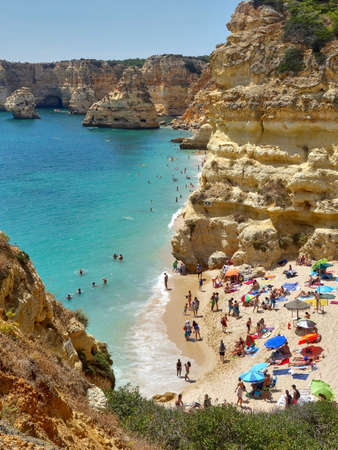 Praia da Marinha, considered one of the most beautiful beaches in the world.. and it is easy to see why..の写真素材