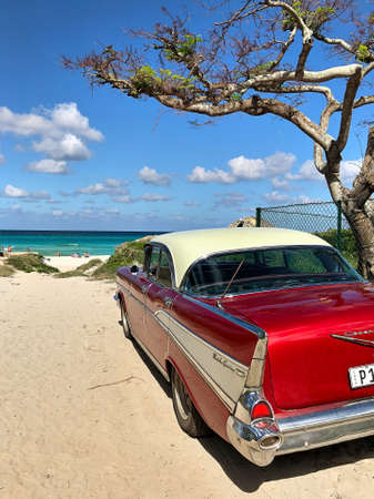 Vintage car in varadero, Cuba.の写真素材