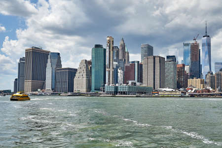 Lower Manhattan from across the East Riverの写真素材