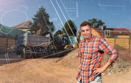 Businessman young at the beginning of the construction work. building concept