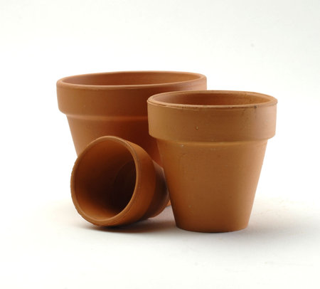 terracotta pots on white